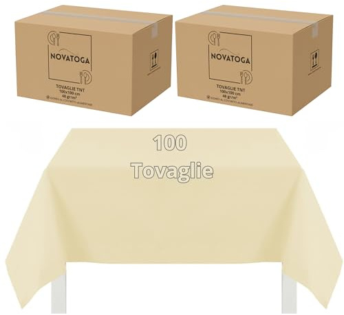 Manteles cubremanchas desechables beige TNT 100 x 100 cm resistentes tipo tela alto gramaje 48 g manteles fiesta restaurante pizzería agroturismo trattoria cubremesa desechables impermeables (100)