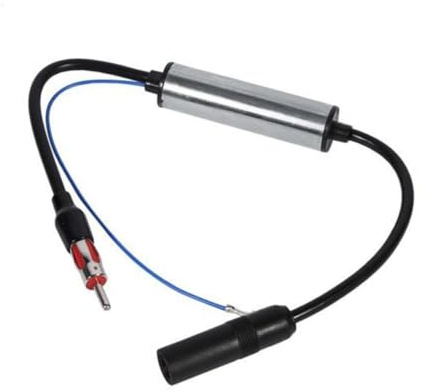 CLISPEED Amplificador Antena Coche FM Inline para Radio Amplificador Señal Booster con Filtro y Alta Sensibilidad Fácil Instalación para Mejorar Recepción y Ampliar Distancia de Señal