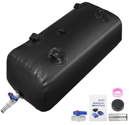 A ABSOPRO 110L/29Gal Wassersäcke Speicher Behälter Groß Kapazität Faltbar Tragbarer Wassertank Notfall Wassersäcke Weicher Wasserbeutel Wohnmobil Camping Garten Bewässerung 1000D Schwarz