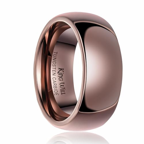 King Will Fede nuziale da uomo e da donna, 8 mm, in carburo di tungsteno, lucidata, bombata, per coppie, anniversari, vestibilità comoda, resistente, ipoallergenica, taglia 13