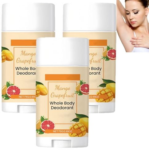 Deodorante stick per tutto il corpo al pompelmo e mango, antitraspirante con profumo solido per il controllo degli odori e la protezione dal sudore, fragranza naturale a lunga durata (3pcs)