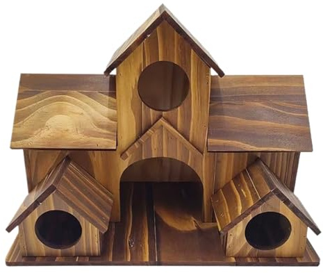 Casetta per uccelli in legno, rustica e decorativa, per esterni, con più fori di aspirazione, per la decorazione del giardino, per l'uso in giardino, balcone e prato