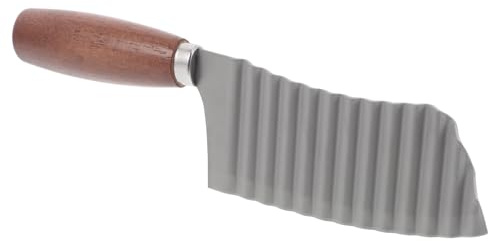 JECOMPRIS Hachoir à Pommes de Terre Manuel en Acier Inoxydable avec Lame Ondulée Outil de Coupe pour Frites et Légumes Poignée Bois Ergonomique Trancheuse Multifonction Cuisine Maison