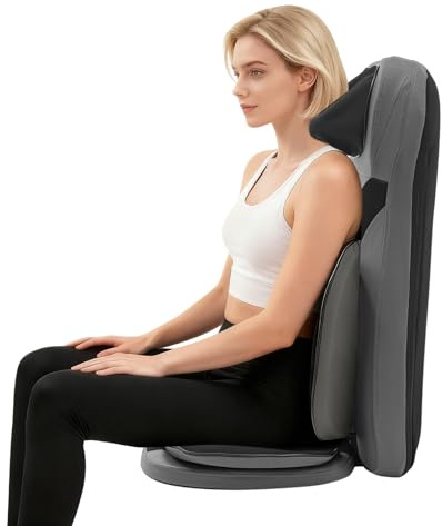 SuhoFutus 5-in-1 Massage Sitzkissen, 5 Modi, 3 Intensitäten, L-Form Rückenmassage, 3D Massageköpfe, mit Wärme und Vibration, für Nacken Schulter Rücken Taille Gesäß, Büro Zuhause Auto