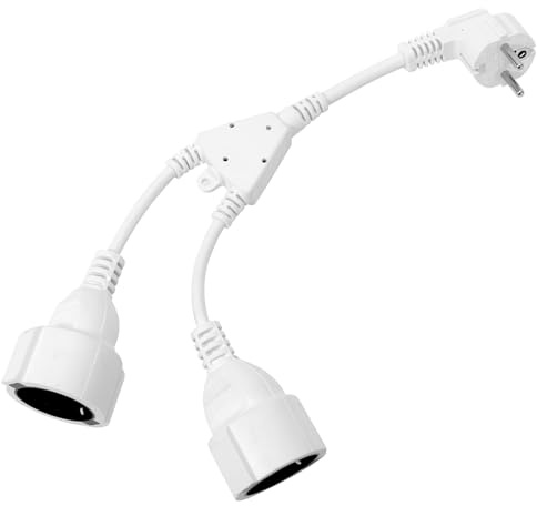 Vexnaro Doppelstecker für Steckdose, 250 V, 16 A, 2 in 1 Steckdosenadapter mit Flexible Kable, PVC-Isolierung, Verlängerungskabel kurz für Küche, Büro, Zuhause