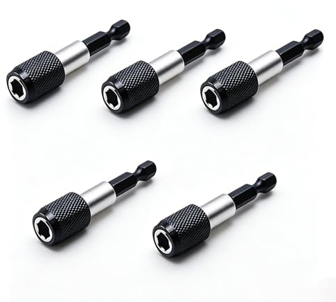 Magnetic Drill Bit Holder, 5 Piece Bit Holder Extension Set, Secure Magnetic Screwdriver Bit Holder, Hex Shank Drill Bit Holder for Electric Drills and Workshop Tools, Professional Magnetic Bit Holder