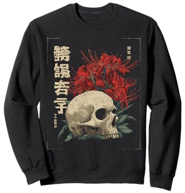 Rosso Ragno Giglio Fiore Cranio Scheletro Anime Giapponese Felpa
