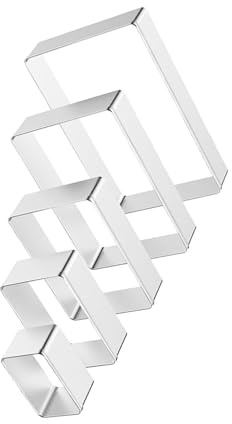 Tofficu Set 5 Stampi Tagliabiscotti in Acciaio Inox Rettangolari 4.53 X 2.95 X 0.98 Pollici per Uso Professionale in Cucina e Decorazione Dolci