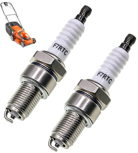 2 Stück Zündkerze F7RTC Zündkerzen Ersatz kompatibel mit NGK 5534 BPR7ES Champion RN7YC Bosch WR5DC WR5DP Rasenmäher Zündkerze für Auto Motorrad Gartenmaschinen