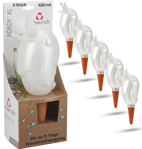 Scheurich Bördie XL Weiß 5 Stück - 620ml Wasser für bis zu 7 Tage Champagne Pearl Höhe 29 cm mit Tonkegel