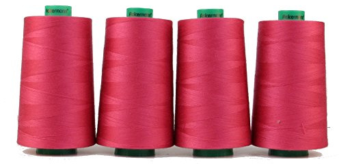 Ackermann Nähgarn Himbeere (7182), 4x 5.000 m Konen (20.000 m) – Universal-Garn 100% Polyester, Stärke 120, OEKO-TEX, für Overlock- und Nähmaschinen
