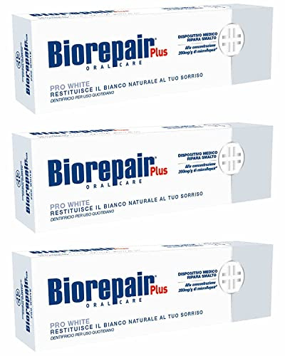 Biorepair Pro White Daily Toothpaste - 2.54 Fluid Ounces (75ml) Tubes (Pack of 3) [ Italian Import ]