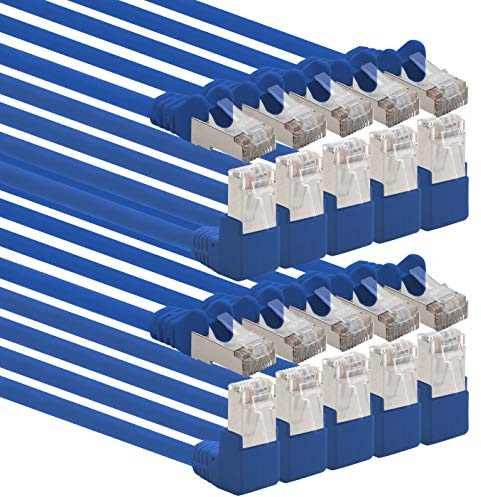 1aTTack.de - Cable de red Cat6 Cat 6 en ángulo de 90 grados SFTP PIMF 1000 Mbits RJ-45-10 piezas azul 10m