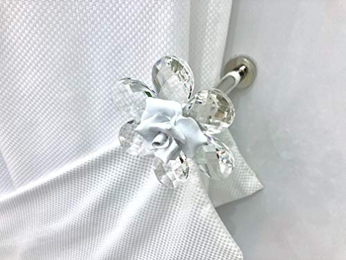 Fermatenda reggitenda swarovski ceramica fermatenda da muro gancio tenda ganci parete gancio per tende fermatende a muro raccogli tenda reggi tenda ambrasse tende embrasse R193 (ACCIAIO LUCIDO, 12)