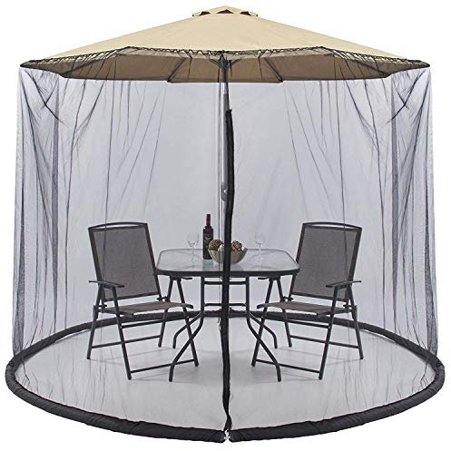 Outdoor Garden Umbrella Table Screen Parasol Mosquito Net Cover Bug Netting Cover, Parasol Converter Cover Turn Your Parasol into a Gazebo! (11 ft)