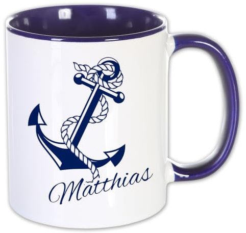 Unikatolo Tasse mit Name personalisiert ANKER Keramiktasse - Bedruckt - Maritim-Tasse - Geschenk-Idee - Kapitän, Kreuzfahrt, Meer