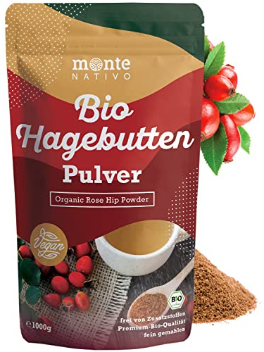 Polvere di Rosa Canina Biologica 1kg (1000 gr) Monte Nativo - Vegan e Senza Additivi - Polvere Di Rosa Canina Biologica al 100% con Preziose Vitamine e Minerali - da Coltivazione Biologica Controllata