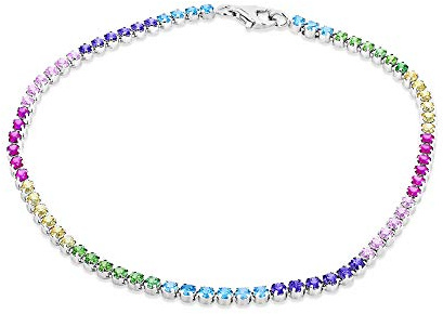 Tuscany Silver Damen-Tennisarmband Sterlingsilber Zirkonia mehrfarbig 2,5mm 19cm