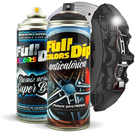 Kit vernice per pinze freno super lucida in spray, 400 ml, 1 vernice spray + 1 vernice spray lucida, facile applicazione, finitura professionale (11 colori a scelta) (nero)