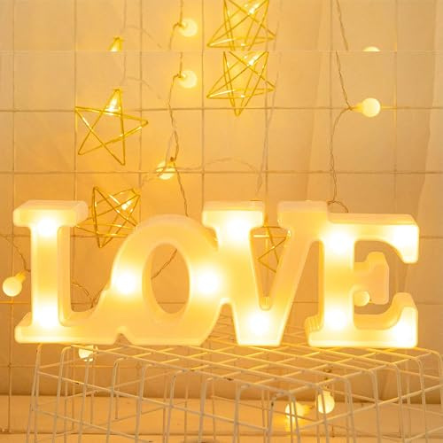 Tissting Led Love Sign, Battery Powered Wall Light 11.6Inch Warm White | Cordless Led Marquee Letters For Wedding, Birthday, Valentine Day Bar Wall Decor