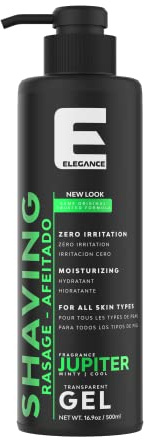 E Elegance Barber Accessories - Transparent Shaving Gel For Men Or Women, Minty/Cool Jupiter Fragrance - The Ultimate Shaving Solution For A Smooth, Irritation-Free Experience, 16.9 Oz