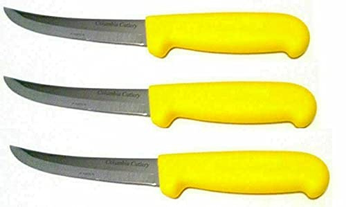 Columbia Cutlery 6 in. Yellow Boning/Fillet Knife - Curved & Stiff (3 Pack)