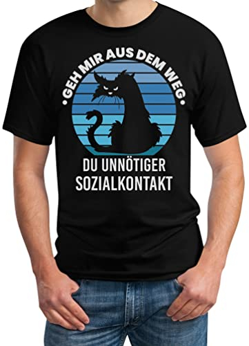 GEH Mir aus dem Weg du unnötiger Sozialkontakt Katzen Herren T-Shirt X-Large Schwarz