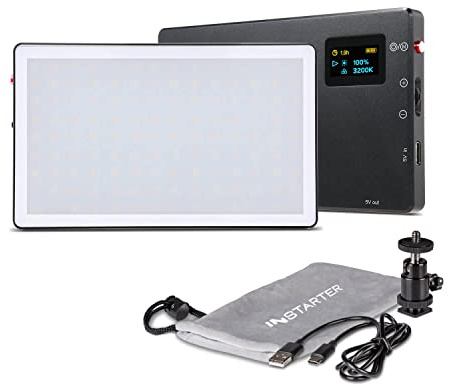 Instarter Spectar LED Videoleuchte, Kamera Beleuchtung mit Bi-Color im Pocket-Format, 9 W Videolicht mit Diffusor, Studiolicht mit Powerbank-Funktion
