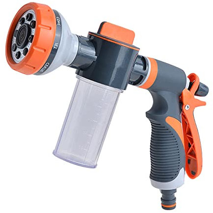 GoolRC Garden Hose Spray Gun,Car Water Washer High Pressure Hose Foam Sprayer Foam Nozzle Soap Dispenser Garden Watering Tool with 8 Watering Modes for Car Washing Plants Watering Pets Shower