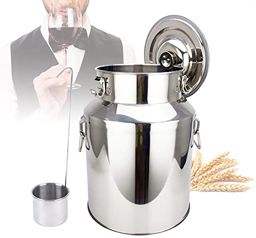 SanBouSi Bricco per il latte in acciaio inox, 18 litri, sigillato, barile per il vino, barile per l'olio, coperchio a prova di perdite, con chiusura di serraggio e guarnizione in gomma
