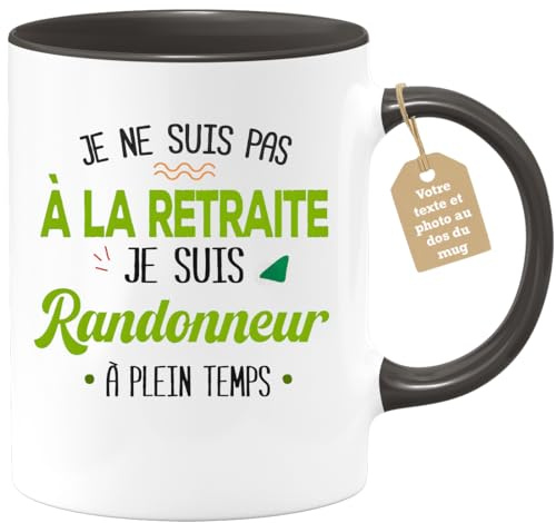 quotedazur Café-Croissant - Mug Personnalisable Texte Photo Tasse Cadeau Noël Je Ne Suis Pas A La Retraite Je Suis Randonneur - Noir/Céramique