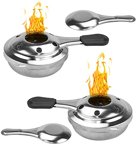 SCHYIDA 2 Piezas Quemador de Alcohol Portátil, Estufa de Fondue de Acero Inoxidable Para Camping, 14,5*9,5*4,5cm, Estándar