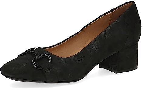 Caprice Escarpins Memotion en Cuir Petit Talon Largeur G, Noir (Black Pearl), 40 EU