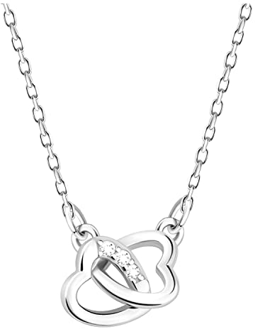Sofia Milani - Damen Halskette 925 Silber - mit Zirkonia Steinen - Doppelter Herz Anhänger - N0622