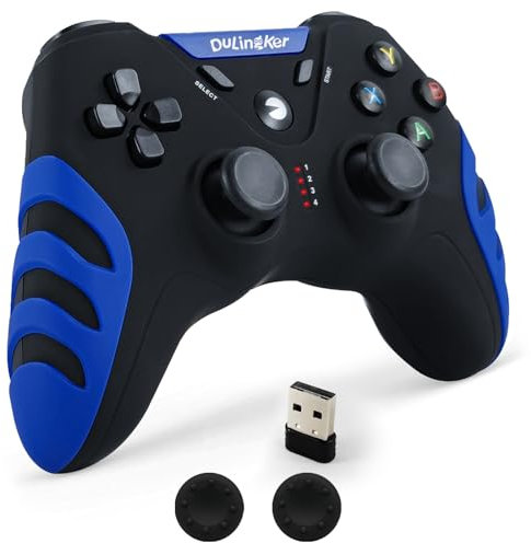 DuLingKer Controller PC Wireless, Controller PS3 PC Joystick con Hall Effect Joystick e Doppia Vibrazione, Wireless 2,4G Gaming Gamepad per Windows 11 10 8 7, PS3, Android TV, Steam, Raspberry Pi
