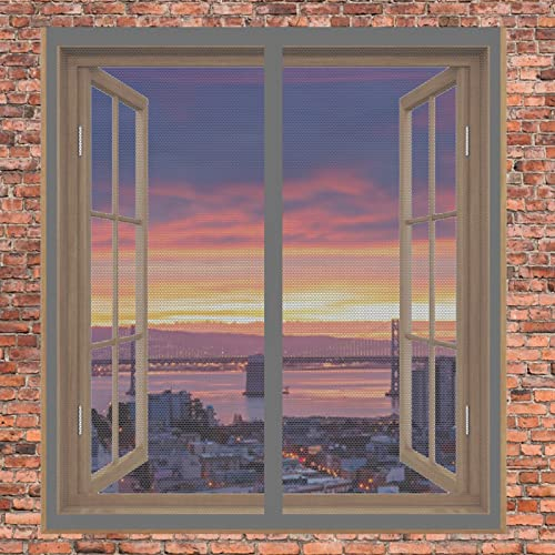 Fliegengitter Für Dachfenster 65 x 65 cm Insektenschutz Fenster In Verschiedenen Größen Auswählbar Magnet Fliegengitter Für Alle Universalfenster, Grau