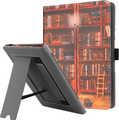 HGWALP Universal Ständer Hülle für 6-7 Zoll eReader,Premium PU Leder Ständer Cover mit Handschlaufe Kompatibel mit Allen 6 6.8 7 Kindle Paperwhite/Colorsoft/Kobo/Tolino/Pocketbook/Sony eReader-LBY