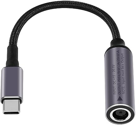 SinLoon PD 100W DC 7.4mm x 5.0mm Female(7.4mm x 0.6mm) Input to USB Type C Male Power Charging Cable, DC7450 to Type C Extension Cable with PD Automatic Identification Chip,for Phones,Tablets,Laptops