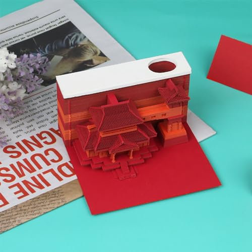 Abreißkalender 2024, Notizblock, 2024 Notizblock, 3D-Zeitstücknotizen, 3D-Kalender, Beitragsnotizen, Notizblock, Papierschnitzerei, kreatives chinesisches Baukunsthandwerk for den Home-Office-Desktop,
