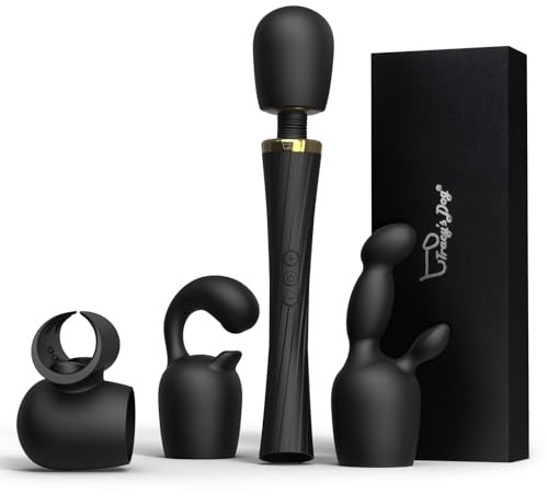 Tracy's Dog Wand Vibrator Kits for Couple, Vibrating Wand with 3 Attachments for G spot Penis Prostate Stimulation, Adult Sex Toys for Women Partner, Cordless Powerful Massager with 5 Modes & 3 Speeds