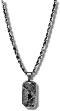 CRBNCNCPT® Kette mit Kohlefaser-Erkennungsmarken-Anhänger, schwarze Edelstahl-Seilkette, edle Herren-Halskette, Fasermarken, Herrenschmuck, Edelstahl Edelstahl Kohlefaser