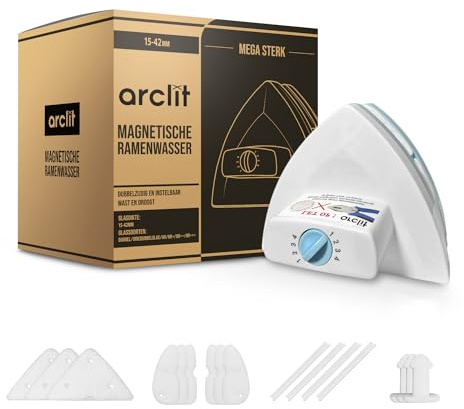 Arclit® | Lave-vitres magnétique 15-42mm Triple Verre | Convient pour double et triple verre HR/HR+++ | Nettoyeur de vitres et essuie-glace réglable