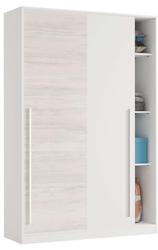 Miroytengo Armario Dormitorio Juvenil Elliot con Puertas Correderas Estilo Juvenil Color Blanco Artik y Blanco Velho 120x200 cm