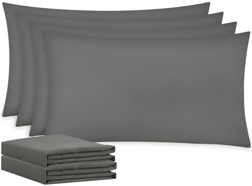 Acrali Home Kissenbezüge, Standardgröße, 50 x 75 cm, 1800 superweiche und gemütliche Premium-Mikrofaser-Kissenbezüge mit Hotelverschluss, atmungsaktiv, knitterfrei, farbecht und schmutzabweisend, Grau