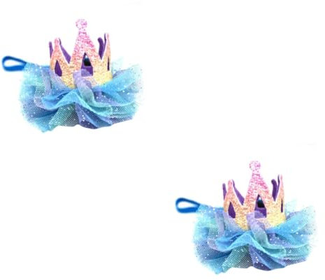 BESPORTBLE 2stücke Stylischer Krone Geburtstags-Hut Für Haustiere Verstellbare Netzkrone Für Hunde Und Katzen Kreative Kopfbedeckung Für Partys Und Cosplay Blau
