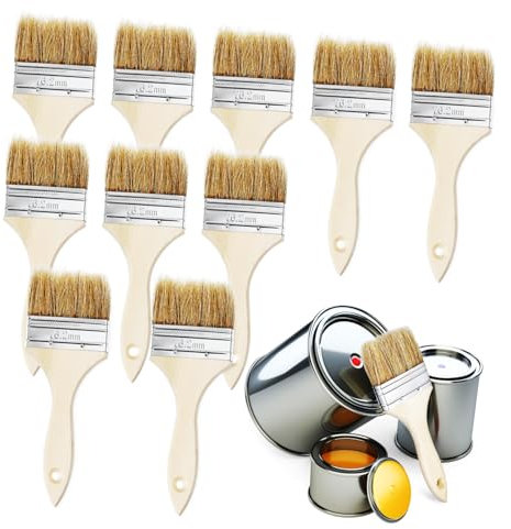 Angoily 10stücke Pinsel Mit Holzgriff Vielseitige Maler Und Grillpinsel Naturborsten Für Gleichmäßige Anwendung Von Farben Und Marinaden Für Malerei Und Grillen