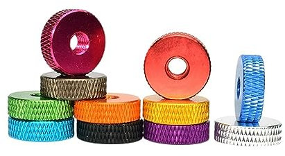 Handdrehschraube M3 M4 M5 M6 M8 Rändelmutter aus Aluminium, flach, bunt, eloxiertes Aluminium, Festziehen der Handgriffknopfmuttern (Farbe: Rot_M3, 2 Stück)(Dark Blue-M6 5pcs)