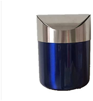 CJHFR472SG Poubelle Cuisine Petite Poubelle de Bureau en Acier Inoxydable, Mini Poubelle à Couvercle pivotant, Seau de Rangement de Bureau, Tube de Table à Manger Bacs à déchets(Blue)