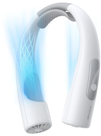 Warmco 10000mAh Portable Neck Fan - Rechargeable Personal Fan with LED Display, 30H Runtime, 360° Cooling Airflow, 4 Speeds Wearable Fan for Travel, Office and Outdoor Use, Gifts for Women Men