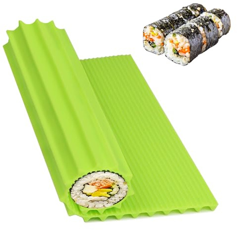 DARENYI Silikon Sushi Matte,wiederverwendbare Sushi-Rollmatte,Sushi Rollwerkzeuge,Sushi Maker Sushi Roller DIY Sushi Machen,für sushi set anfänger,Party Picknick Reisen,sushi zubehör(Grasgrün,22*20cm)